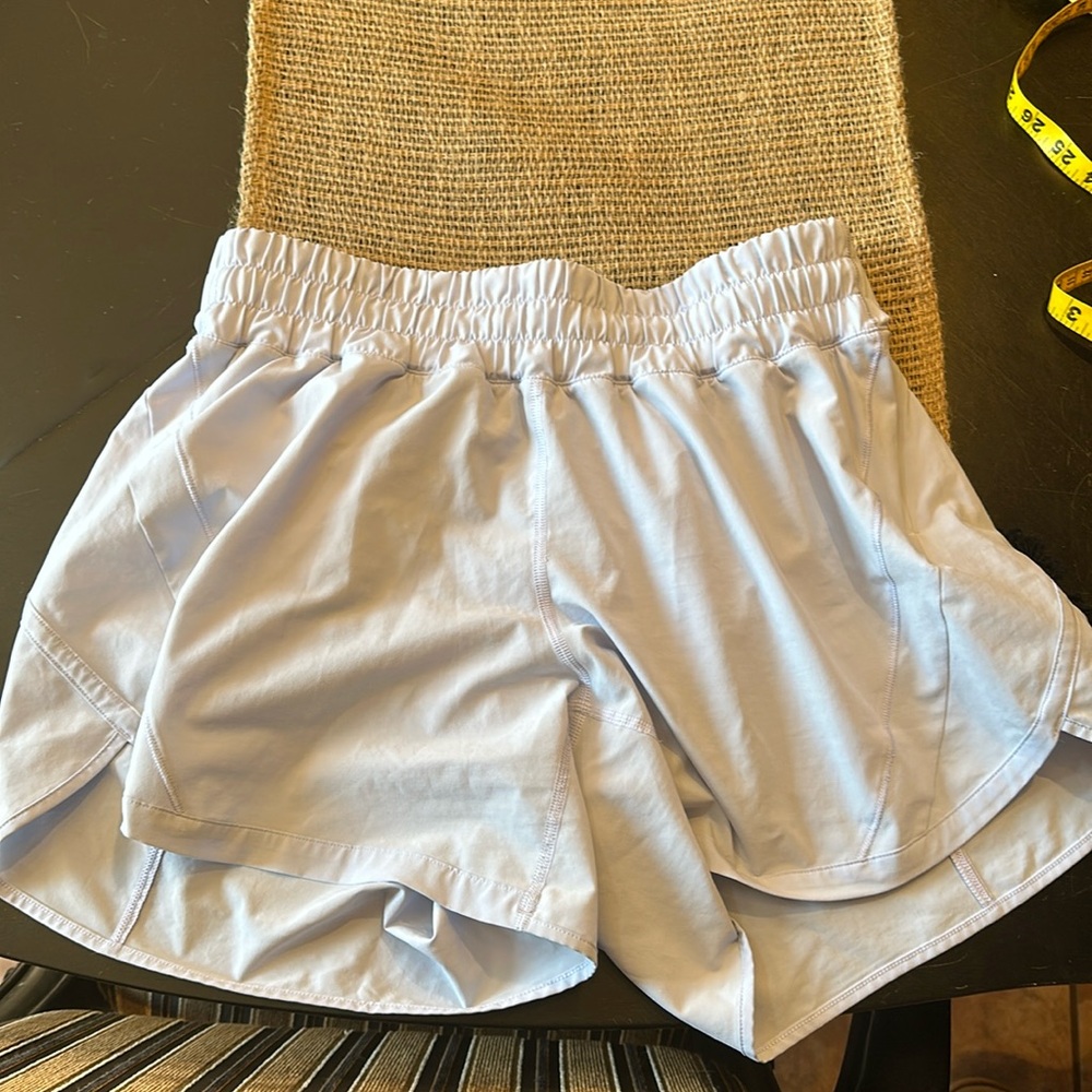 Lululemon track that shorts with a 5 inch inseam size 8 in light blue